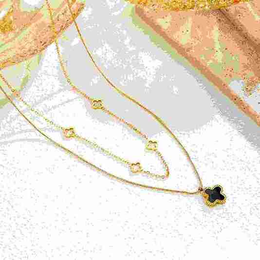 Double Layer Four Leaf Clover Necklace