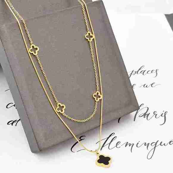 Double Layer Four Leaf Clover Necklace
