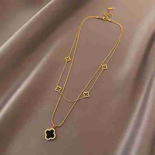 Double Layer Four Leaf Clover Necklace